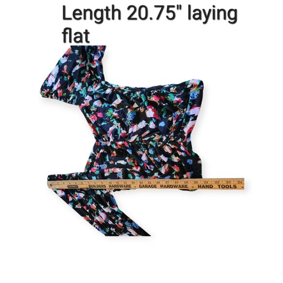 Open Edit Holiday Velvet Floral Sweetheart Ruched Party Top Medium NWOT - Picture 8 of 12